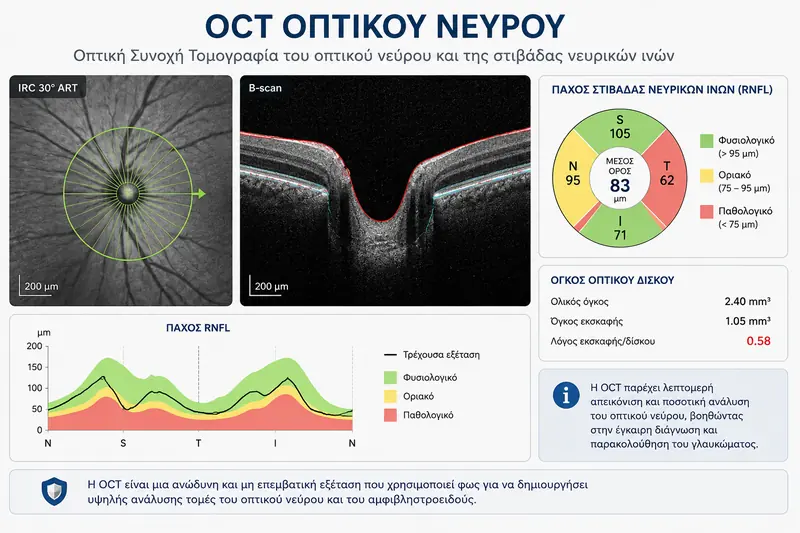 OCT οπτικού νεύρου για τη διάγνωση και παρακολούθηση του γλαυκώματος